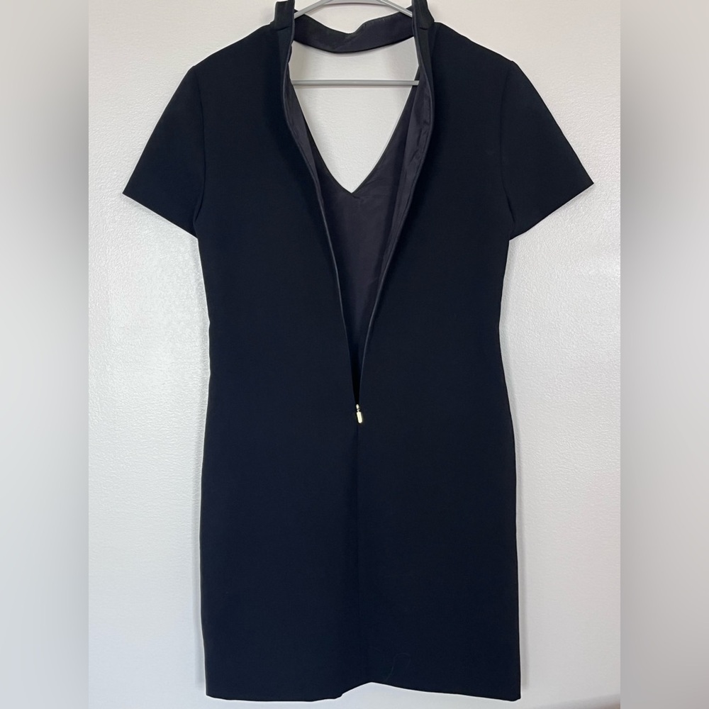 Trina Turk Classic Black Choker V-Neck Dress - Picture 3 of 4